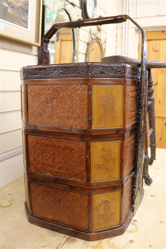 A Chinese wicker basket H.76cm